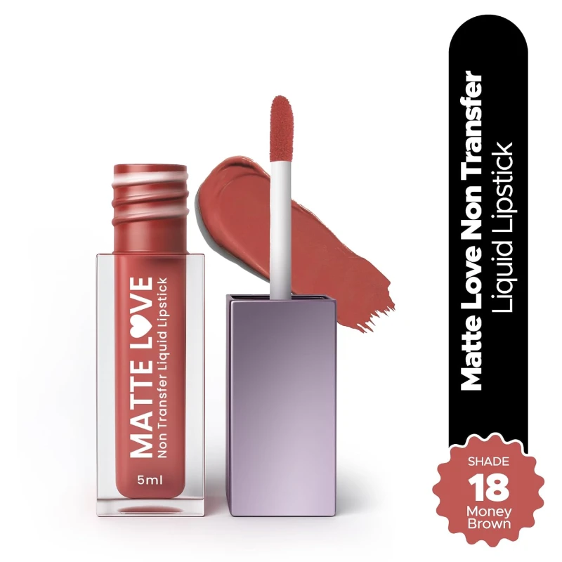 Hilary Rhoda Matte Love Non Transfer Liquid Lipstick | Lightweight & Matte Finish | Waterproof Lipstick for Women | Long Lasting & Non-Drying Lipstick | 5ml (Money Brown - Shade 18) thumbnail 2